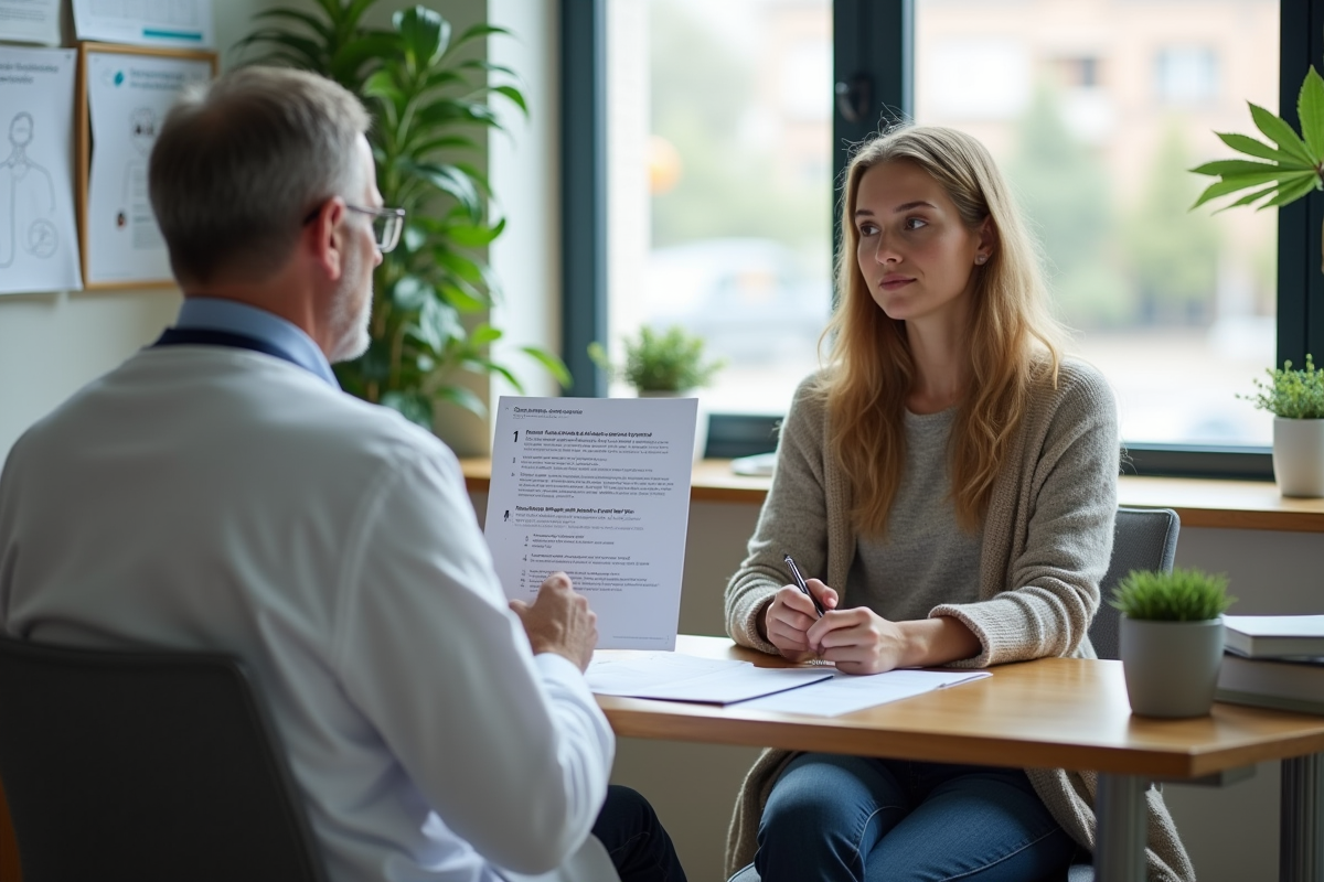 Femme et médecin discutent des symptômes de la celiaque dans un cabinet