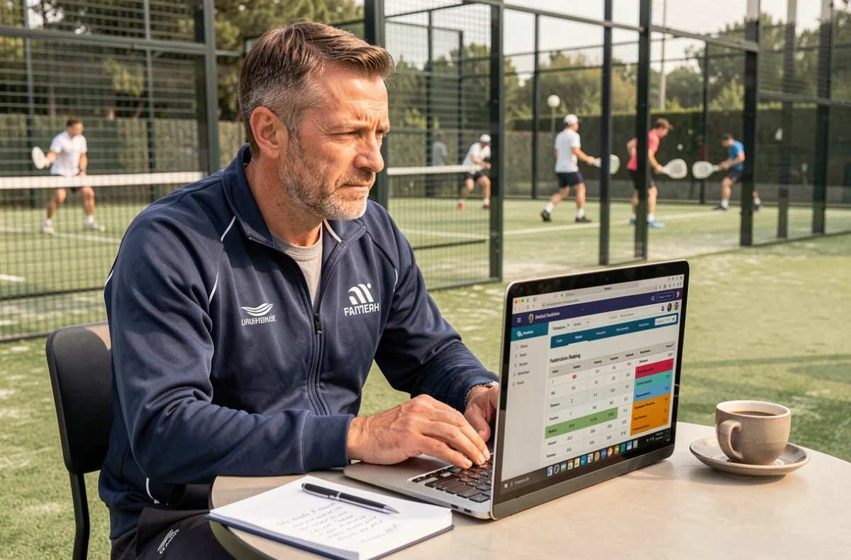 Entraîneur de padel consultant un site de classement officiel pour choisir les tournois par catégorie de points P100