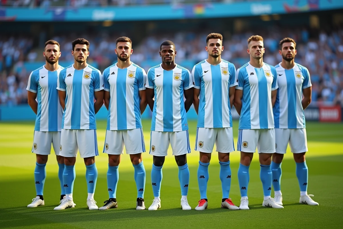 Groupe de joueurs argentins sur le terrain de football