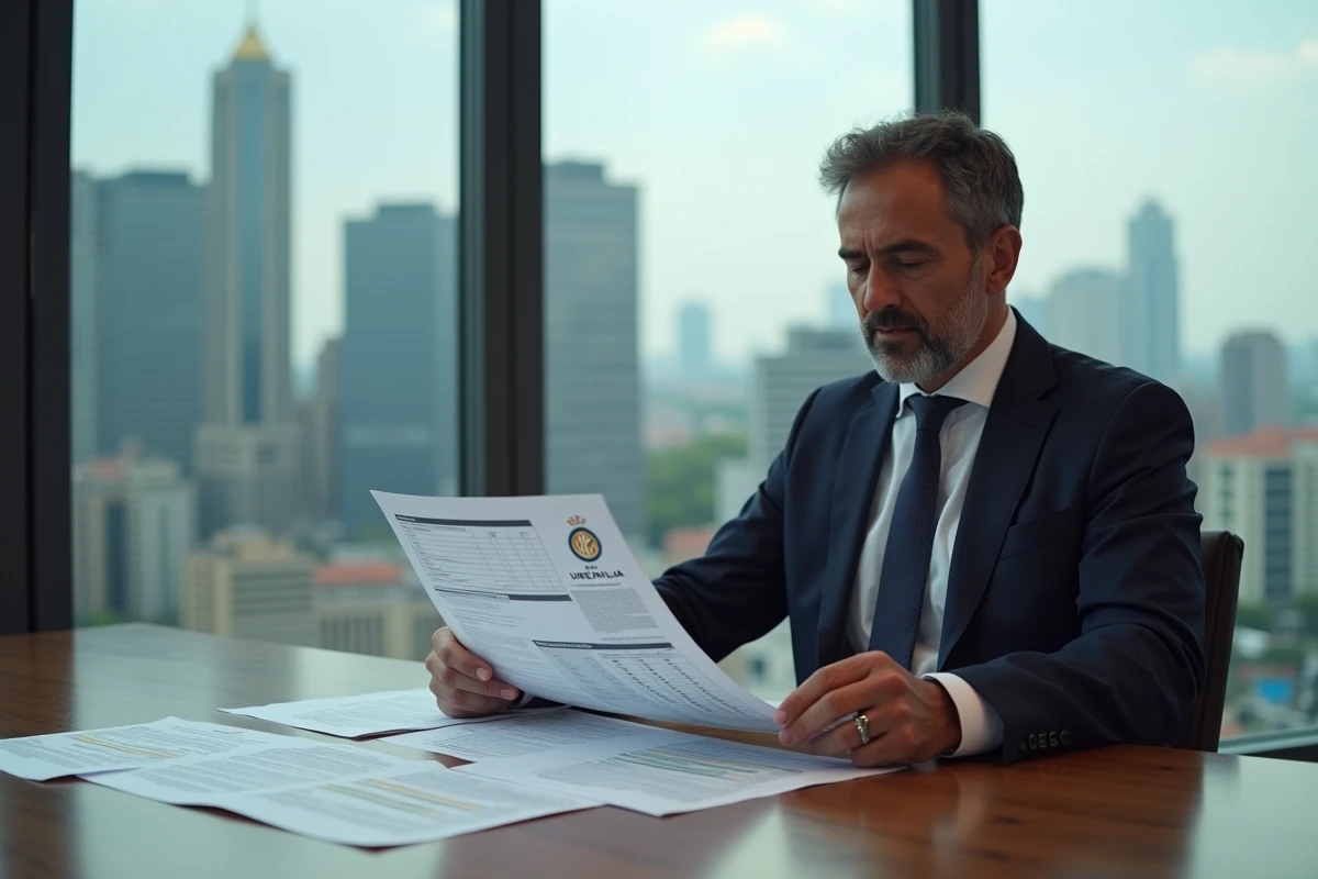 Executif analysant documents financiers football