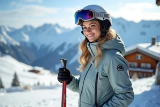 Jeune femme souriante en ski à Les Deux Alpes