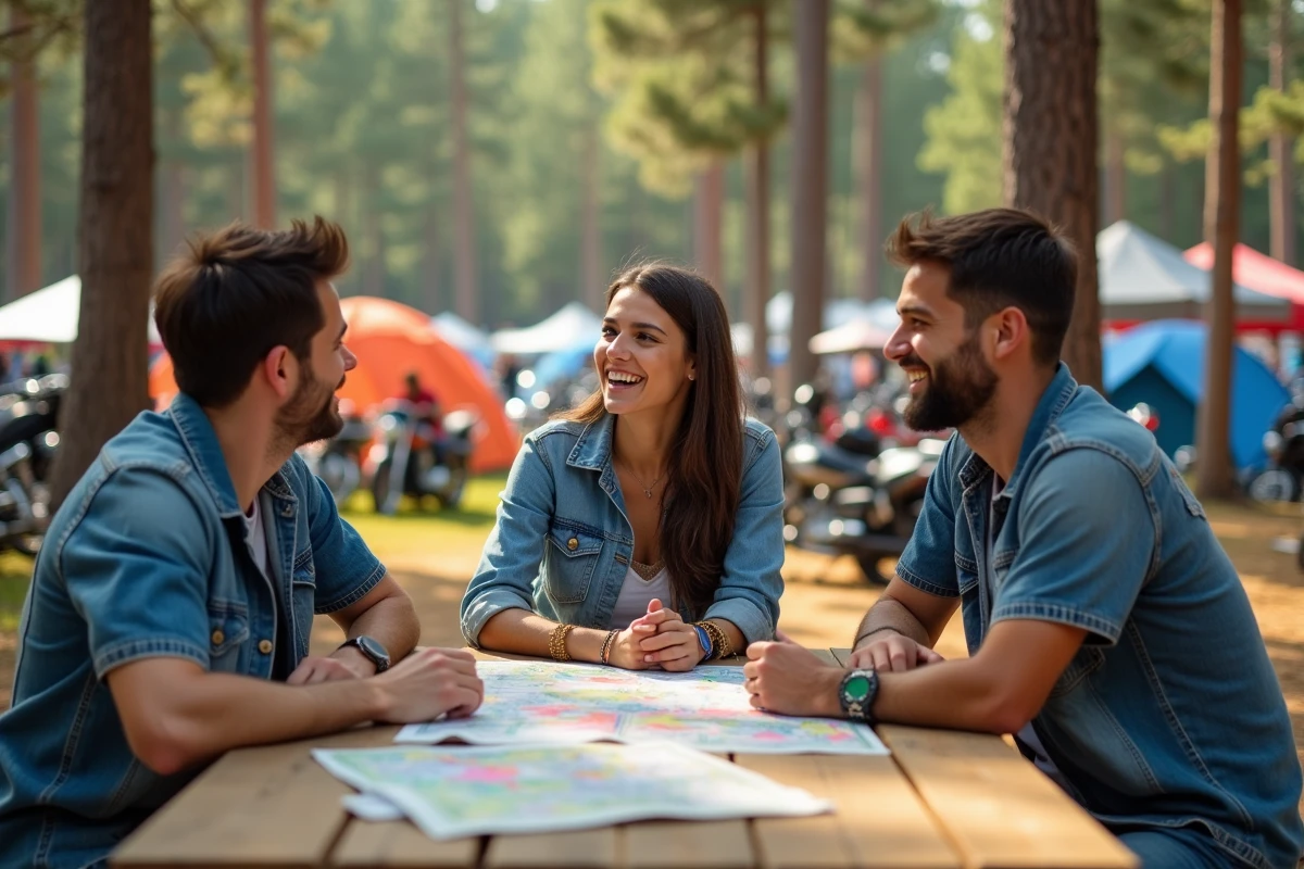 Groupe d'amis rieurs au camping Montalivet Bike