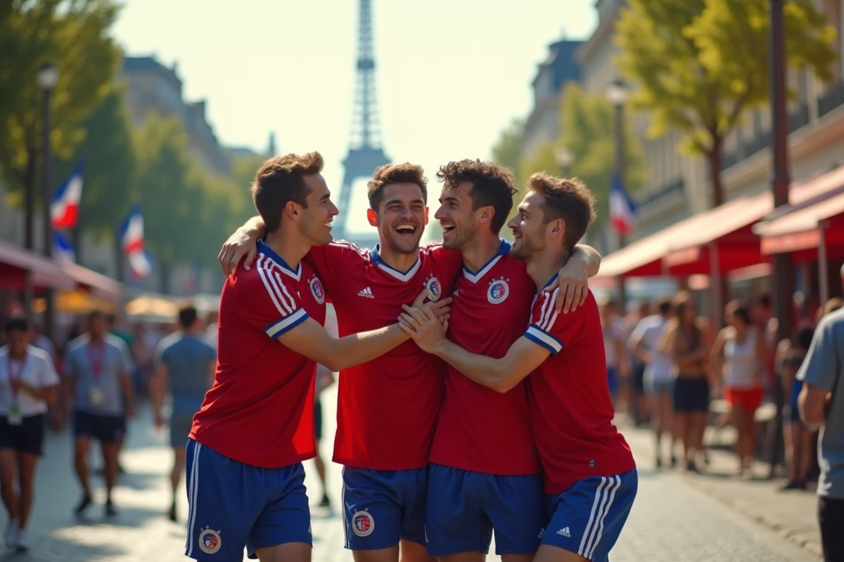 Groupe de jeunes footballeurs des années 90 à Paris