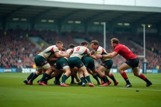Match de rugby Fédérale 2 Poule 3 avec une touche disputée entre deux équipes en 2026