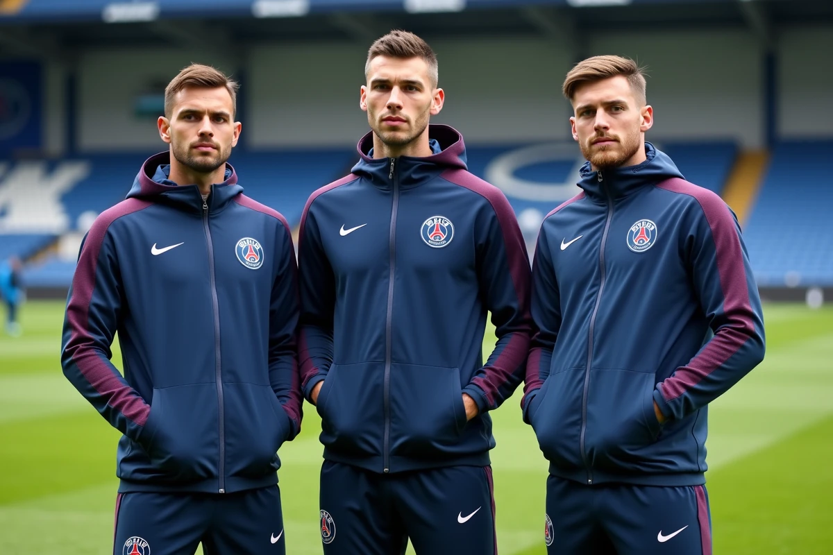 Trois joueurs PSG en entraînement sur le terrain